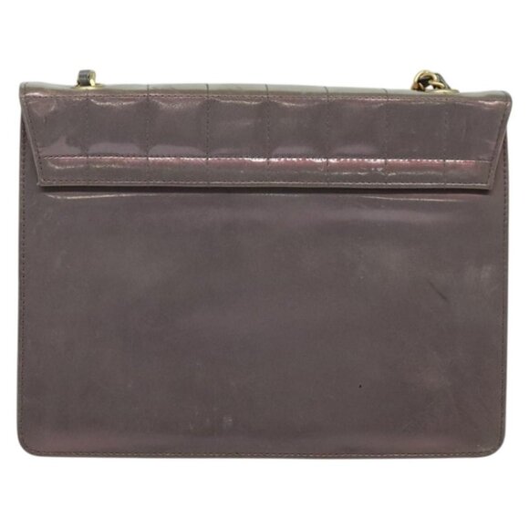 CHANEL Choco Bar Line Chain Hand Bag Enamel Gray Gold CC Auth bs28264 - Picture 3 of 16